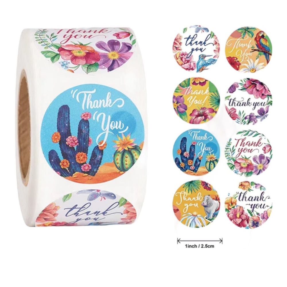 500 Stickers, Cactus Flowers, 1 Inch, Roll, PRICE IS FIRM